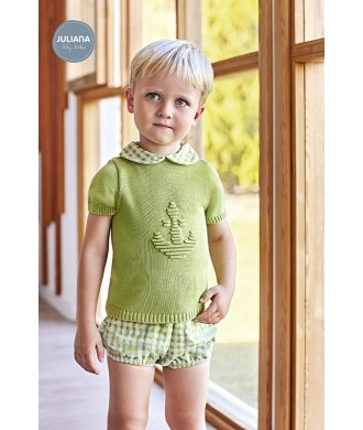 Conjunto Niño Pantalon Tela Cuadritos Juliana