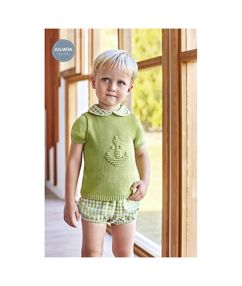 Conjunto Niño Pantalon Tela Cuadritos Juliana