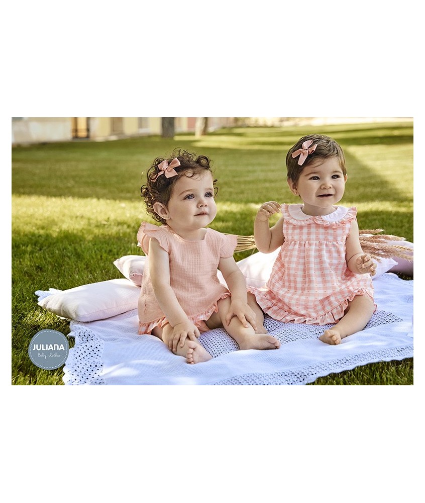 Vestido Corto Niña con Braga Cuadritos Juliana